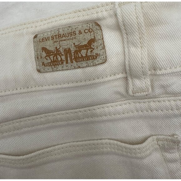 Levis  Size 13 Logo White Short Stretch Denim Shorts 5-Pocket Belt Loop - Picture 4 of 6
